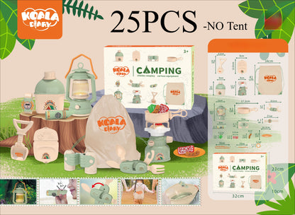 Kids Camping Set Toy Outdoor Explorer Kit Pretend Play OPTIONAL Tent Campfire Binocular Watch Bag Birthday Gift for Boys Girls