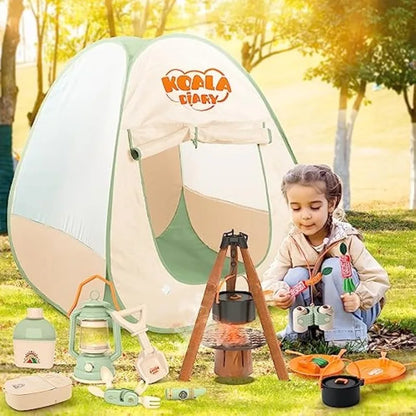 Kids Camping Set Toy Outdoor Explorer Kit Pretend Play OPTIONAL Tent Campfire Binocular Watch Bag Birthday Gift for Boys Girls